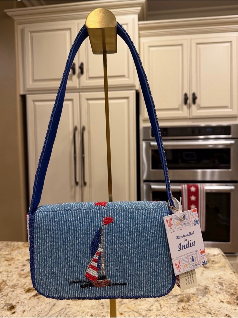 Viral Blue Beaded Sailboat Shoulder Bag - Picture 2 of 9